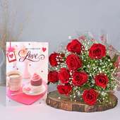 Forever Love Combo: Bunch of red roses with love Greeting Card
