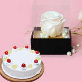 Forever Pineapple Combo - Forever Pink Rose with 500gm Pineapple Cake