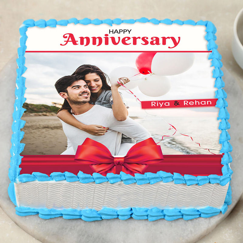 Bow Of Love photo cake for anniversary