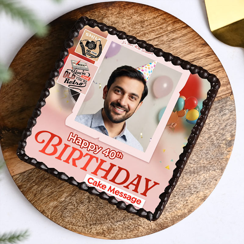 Fortieth Birthday Chocolate Photo Cake