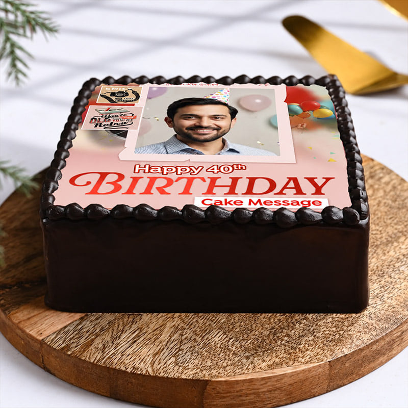 Fortieth Birthday Chocolate Photo Cake