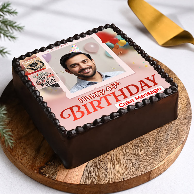 Fortieth Birthday Chocolate Photo Cake