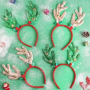 Four Christmas Themed Reindeer Headbands
