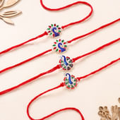 Four Colourful Peacock Rakhis