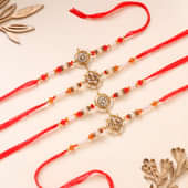 Four Kundan Beaded Rakhis