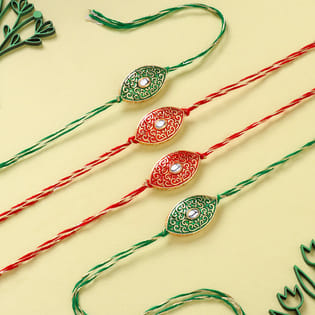 Four Virbant Designer Meenakari Rakhis