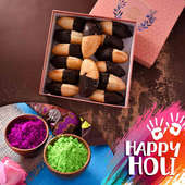 Fragranted Silk Gulaal With Chocolate Gujiyas gift Hamper for Holi