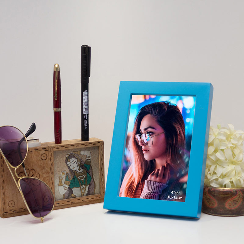 Blue Wooden 4X6 Photo Frame