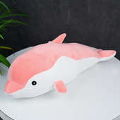 Side View of Pink Friendly Happy Dolphins