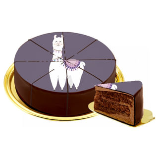 Friendly Lama Motif Dark Cake