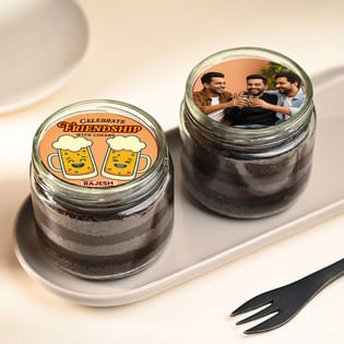 Friendship Cheers Personalised Choco Jar Cake Duo