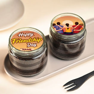 Friendship Day Chocolate Jar Cakes Duo