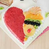 Heart Shape Red Velvet Fruit Filled Cake with Normal View