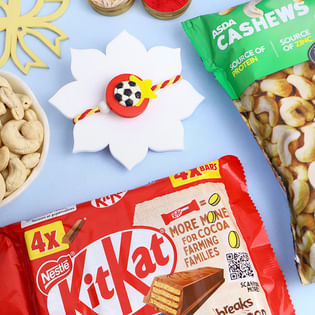 Fun Football Rakhi With Cashews N Chocolates