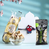 Fun Spiderman Rakhi With Chocolates N Nuts