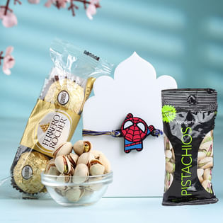 Cute Spiderman Rakhi With Chocolates N Nuts
