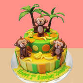 Fun Vibrant Monkey Themed Fondant Cake