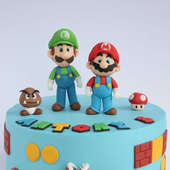 Upper View of Gaming Euphoria Mario Fondant Cake 