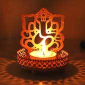 Ganesh Shadow Candle Holder - Metallic Shadow Ganesha Tea Light Candle Holder