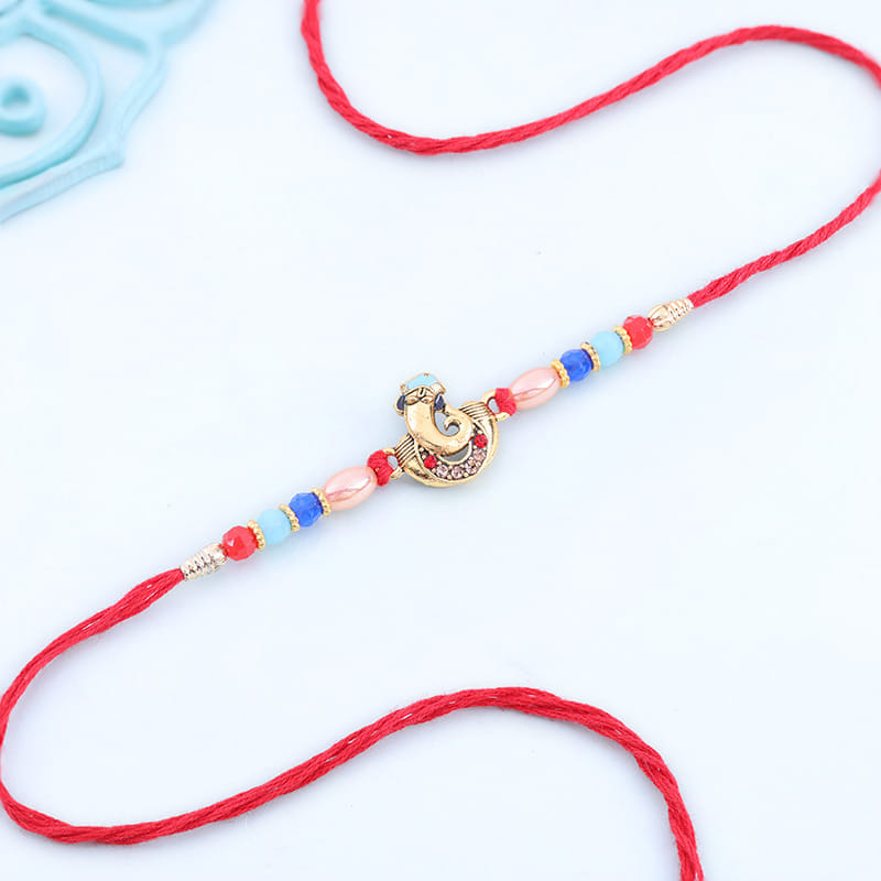 Ganesha Blessings N Vibrant Beads Rakhi