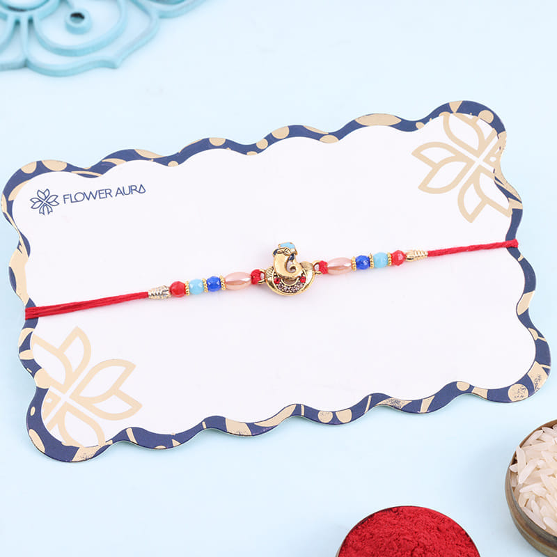 Ganesha Blessings N Vibrant Beads Rakhi