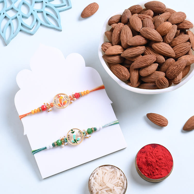 Ganesha Designer Rakhi Duo With Almonds