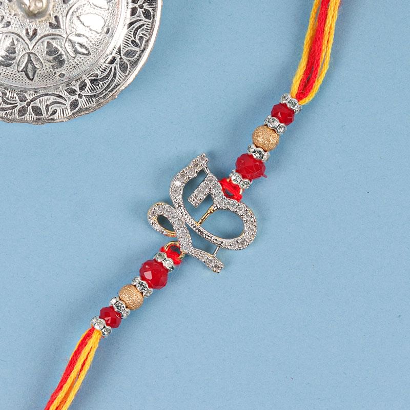 Studded Onkar Rakhi - Divine rakhi, Diamond rakhi