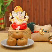 Ganesha Idol with Ganesha rakhi - Designer Rakhi