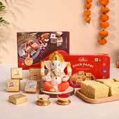 Ganesha Idol With Soan Papdi N Mewa Bites 