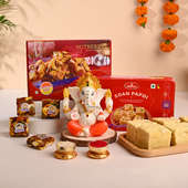 Ganesha Idol With Soan Papdi N Nutberry 