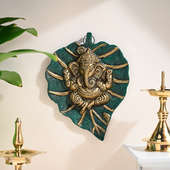 Order Ganesha Metallic Leaf Wall Hanging
