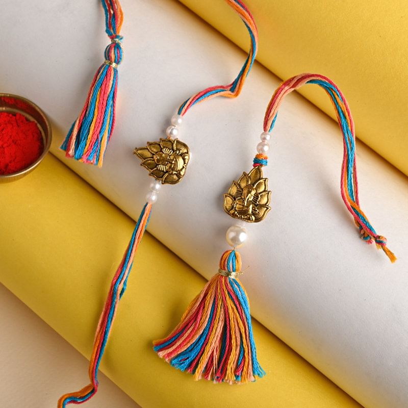 Close view of Ganesha Rakhi Duo