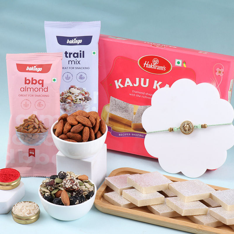 Ganesha Rakhi Hamper With Sweets N Nuts-Singapore
