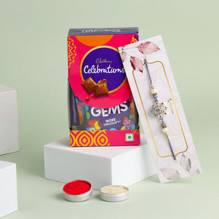 Ganesha Rakhi With Chocolate Combo