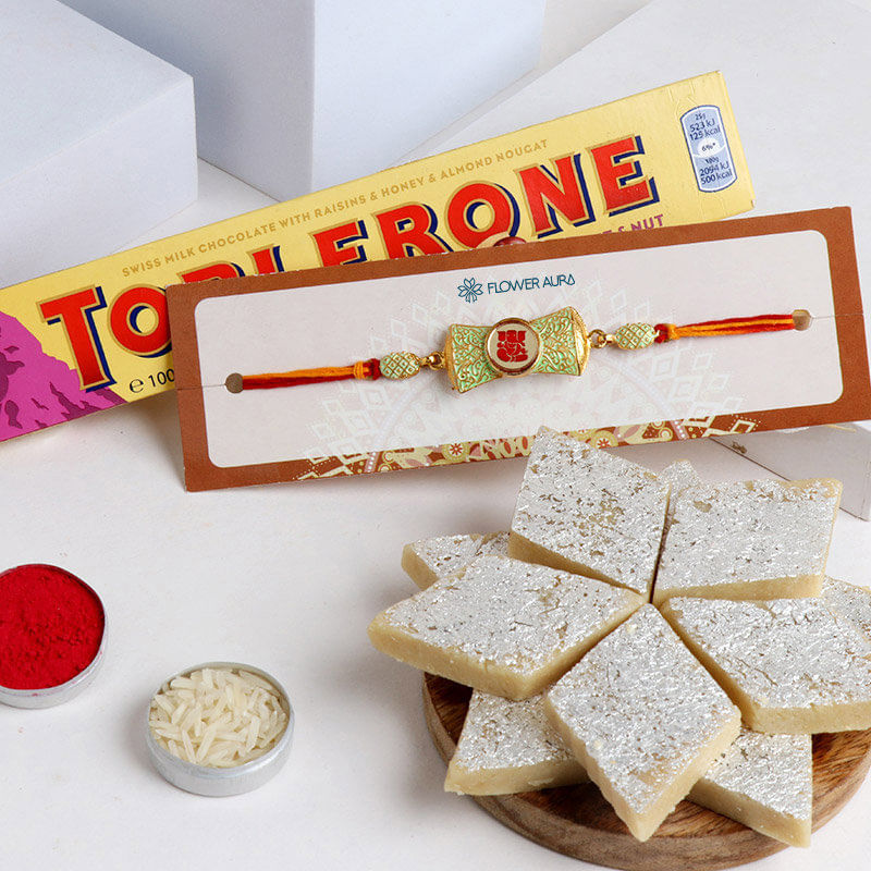 Ganesha Rakhi With Kaju Katli N Chocolate