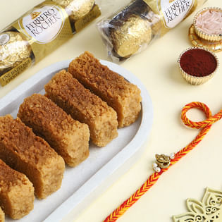 Ganesha Rakhi With Milk Cake N Ferrero