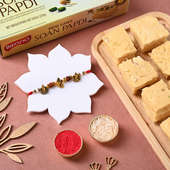 Ganesha Rudraksha Rakhi With Soan Papdi