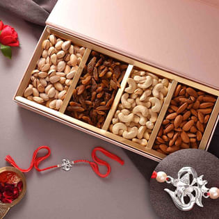 Ganesha Sterling Silver Rakhi With Dry Fruit Box