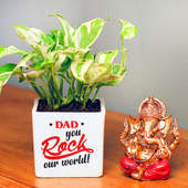 White Pothos Plant and God Idol Combo for Dad