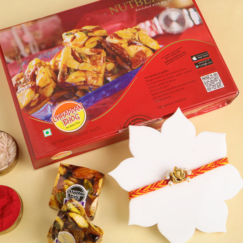 Ganeshji Divine Rakhi With Nutty Delights