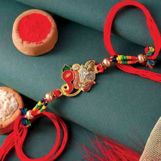 Ganpati Grace Red Mauli Rakhi