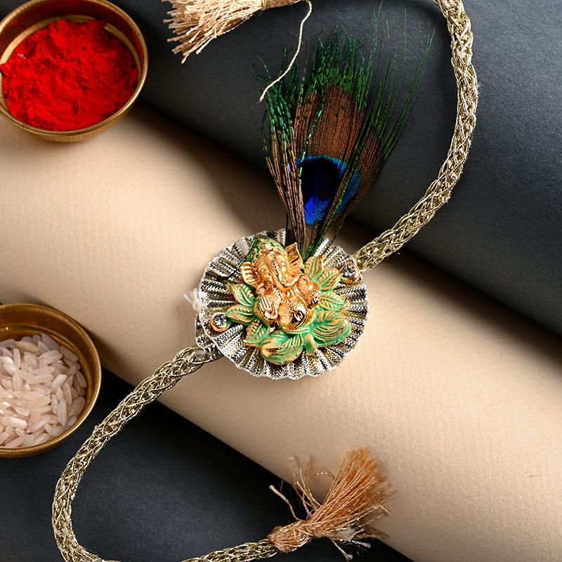 Ganpati Morpankh Rakhi - Brother OnlineDivine Rakhi