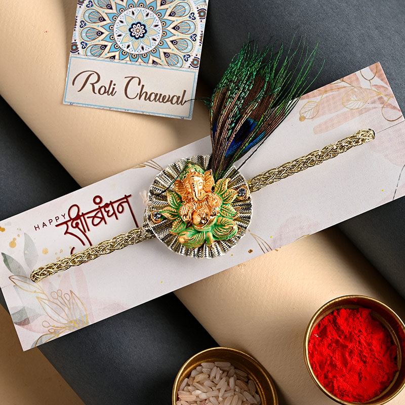 Send Ganpati Morpankh Rakhi for Brother Online - Divine Rakhi
