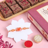 Garcious Stone Rakhi N Haldiram Rose Aam Papad Burfi