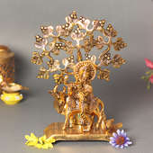 Gau Krishna Under Tree Idol - Material - Metal