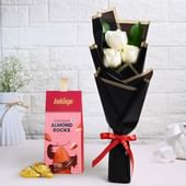 Gentle White Roses With Almond Rocks