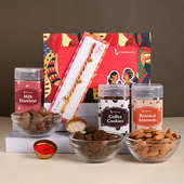 Almonds Cookies N Hazelnut With Ghungroo Rakhi: A Rakhi Gift Hamper