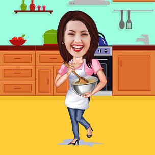 Girl in Kitchen Caricature