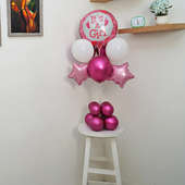 Girly Pink Balloon Decor: Pink and white balloon bouquet