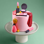 Glam Makeup Theme Cake